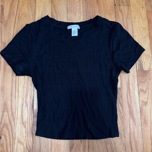 Bozzolo Black Ribbed Crop Top